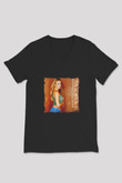 Mariah Carey Baskılı Unisex Siyah V Yaka Tişört