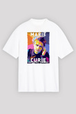 Marie Sklodowska Curie Baskılı Unisex Oversize Beyaz Tişört - Tshirt