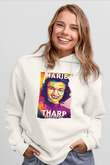 Marie Tharp Baskılı Unisex Ekru Hoodie
