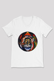 Marillion Baskılı Beyaz Unisex V Yaka Tişört - Tshirt