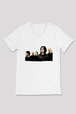 Marillion Baskılı Beyaz Unisex V Yaka Tişört - Tshirt