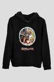 Marillion Baskılı Unisex Siyah Kapüşonlu Sweatshirt