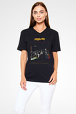 Marillion Baskılı Unisex Siyah V Yaka Tişört - Tshirt