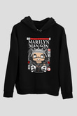 Marilyn Manson Baskılı Unisex Siyah Hoodie