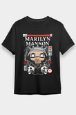 Marilyn Manson Baskılı Unisex Siyah Tişört