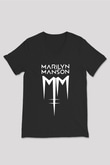 Marilyn Manson Siyah Unisex V Yaka Tişört T-Shirt