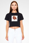 Marilyn Monroe Baskılı Siyah Kadın Crop Top Tişört