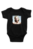 Marilyn Monroe Baskılı Unisex Siyah Bebek Body - Zıbın