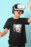 Marilyn Monroe Baskılı Unisex Siyah Çocuk Tişört