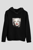 Marilyn Monroe Baskılı Unisex Siyah Hoodie