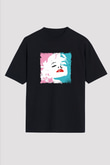 Marilyn Monroe Baskılı Unisex Siyah Oversize Tişört
