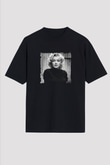 Marilyn Monroe Baskılı Unisex Siyah Oversize Tişört