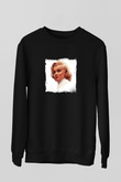 Marilyn Monroe Baskılı Unisex Siyah Sweatshirt