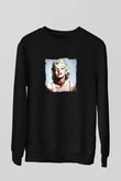 Marilyn Monroe Baskılı Unisex Siyah Sweatshirt
