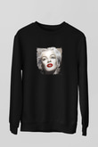 Marilyn Monroe Baskılı Unisex Siyah Sweatshirt