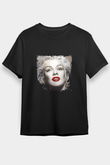 Marilyn Monroe Baskılı Unisex Siyah Tişört