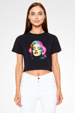 Marilyn Monroe Siyah Crop Top Tişört