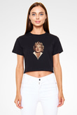 Marilyn Monroe Siyah Crop Top Tişört