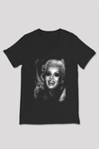 Marilyn Monroe Siyah Unisex V Yaka Tişört T-Shirt