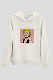 Marilyn Monroe Unisex Baskılı Beyaz Kapüşonlu Sweatshirt