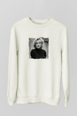 Marilyn Monroe Unisex Baskılı Beyaz Sweatshirt