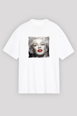 Marilyn Monroe Unisex Baskılı Beyaz Tişört