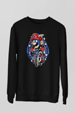 Mario Biker Baskılı Siyah Unisex Sweatshirt