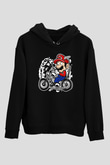 Mario Chopper Rider Siyah Unisex Hoodie