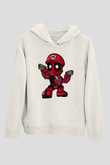 Mario Deadpool Baskılı Beyaz Unisex Hoodie