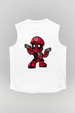 Mario Deadpool Baskılı Beyaz Unisex Kolsuz Tişört