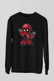 Mario Deadpool Baskılı Siyah Unisex Sweatshirt