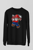 Mario Massacre Baskılı Siyah Unisex Sweatshirt