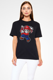 Mario Massacre Baskılı Siyah Unisex Tişört