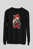 Mario Scooter Baskılı Siyah Unisex Sweatshirt