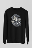 Mario Skull Karting Racer Baskılı Siyah Unisex Sweatshirt