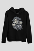 Mario Skull Karting Racer Baskılı Siyah Unisex Hoodie