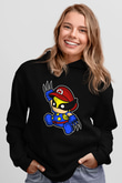 Mario Wolverine Baskılı Siyah Unisex Hoodie