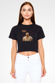 Markus Schulz Baskılı Crop Top Siyah Kadın Tişört