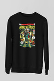 Mars Attacks Baskılı Unisex Siyah Sweatshirt