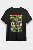 Mars Attacks Baskılı Unisex Siyah Tişört