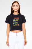 Mars Attacks Siyah Crop Top Tişört