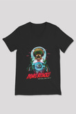 Mars Attacks Siyah Unisex V Yaka Tişört