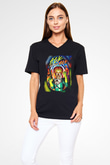 Mars Attacks Siyah Unisex  V Yaka Tişört
