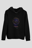 Mars Çizim Baskılı Unisex Siyah Hoodie