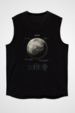 Mars Fiziksel Özellikleri Baskılı Unisex Kolsuz Siyah Tişört - Tshirt