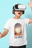 Mars Gezegeni Baskılı Unisex Beyaz Çocuk Tişörtü - Tshirt