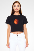 Mars Siyah Crop Top Tişört