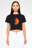 Mars Siyah Crop Top Tişört