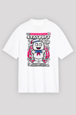 Marshmallow Baskılı Unisex Beyaz Oversize Tişört