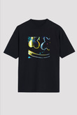 Marshmello Baskılı Unisex Oversize Siyah Tişört
